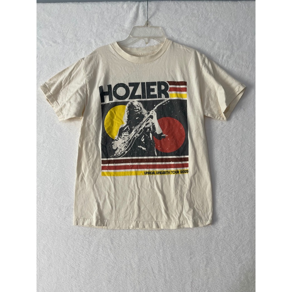 Hozier Unreal Unearth Tour 2025 Graphic T-Shirt Cream Small Concert Band Tee